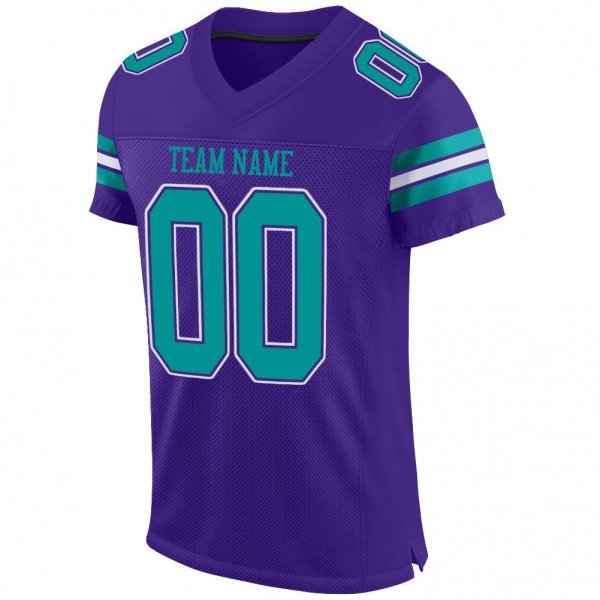 Women's Custom Purple Aqua-White Mesh Authentic Football Jersey