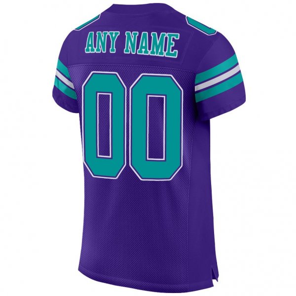 Women's Custom Purple Aqua-White Mesh Authentic Football Jersey