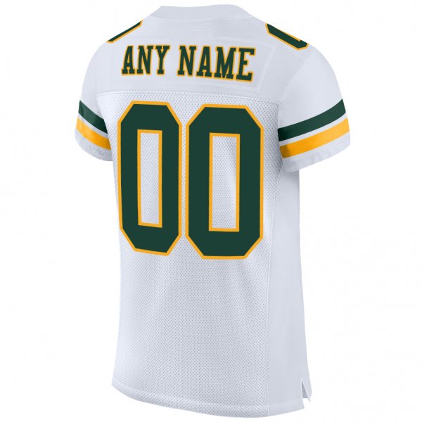 Preschool Custom White Green-Gold Mesh Authentic Football Jersey