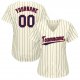 Youth Custom Cream Navy Pinstripe Navy-Red Baseball Jersey