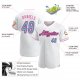 Women's Custom White Light Blue-Pink Authentic Baseball Jersey